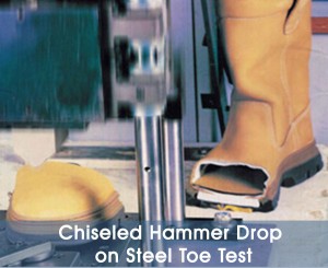 Chiseled Hammer Drop on Steel Toe Test
